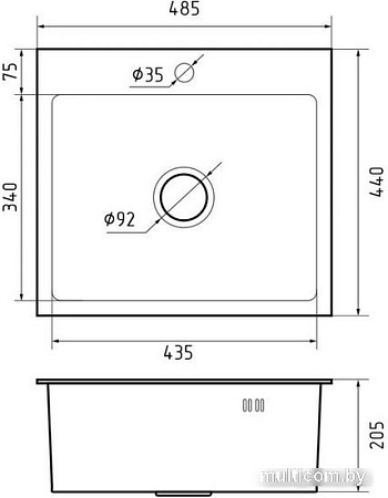 Кухонная мойка GranFest Metal нержавеющая сталь AISI 304 GF-4844 (с сифоном)