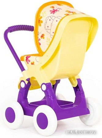 Коляска для кукол Полесье прогулочная 4-х колесная №2 48158 (желтый/фиолетовый)