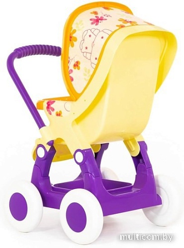 Коляска для кукол Полесье прогулочная 4-х колесная №2 48158 (желтый/фиолетовый)