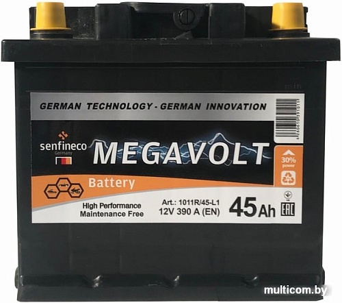 Автомобильный аккумулятор Megavolt 12V +R (45 А&middot;ч)