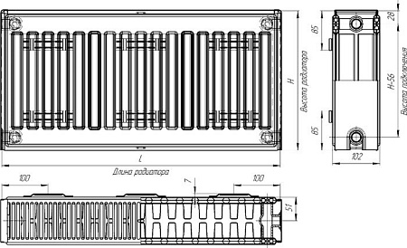 Стальной панельный радиатор Лидея ЛК 22-307 тип 22 300x700