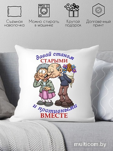Декоративная подушка Print Style Давай станем старыми и противными вместе 40x40new14