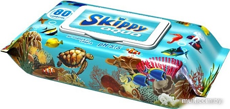 Влажные салфетки Skippy Aqua с клапаном (80 шт)