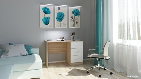 Стол Памир ПКС-3 (дуб сонома/белый глянец)