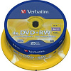 DVD+RW диск Verbatim 4.7Gb 4x Verbatim DLP Silver по 25 шт. CakeBox 043489