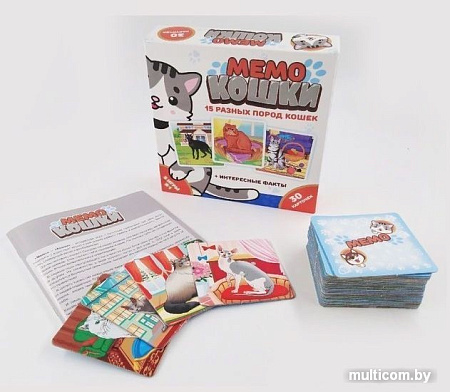 Настольная игра Нескучные игры Мемо. Кошки 834436