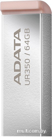 USB Flash ADATA UR350 64GB UR350-64G-RSR/BG (серебристый/коричневый)