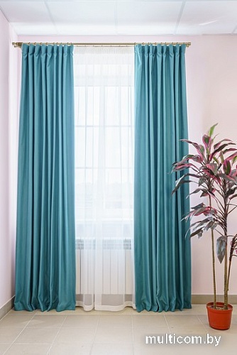 Комплект штор Decoretto Нубук НЯБ-K28 4.25x2.6 м (бирюзовый, 2 шт)
