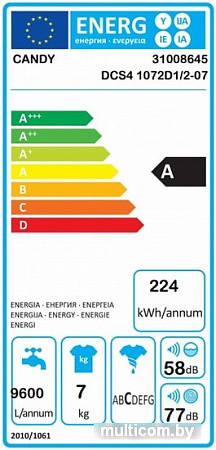 Стиральная машина Candy DCS4 1072D1/2-07
