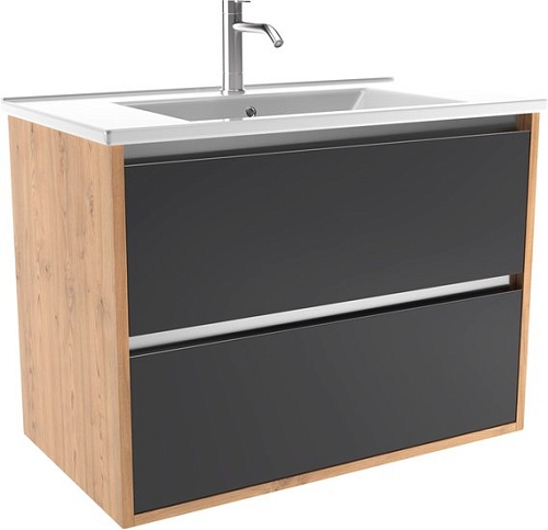 ЗОВ Тумба под умывальник Женева 80 (дуб/черный)