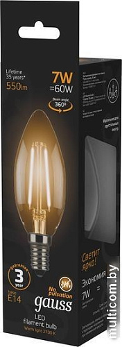 Светодиодная лампочка Gauss LED Filament Candle E14 7 Вт 2700 К 103801107 (10 шт)