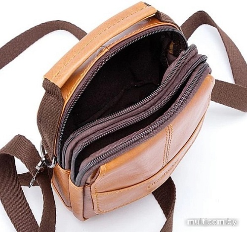 Мужская сумка Poshete 196-208-46-DCM (Dark Camel)