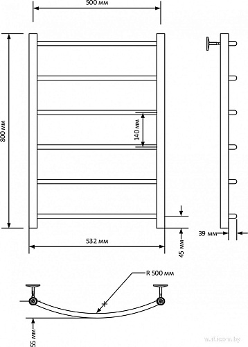 Полотенцесушитель Indigo Arc 80x50 LAW80-50 (с боковым подключением)