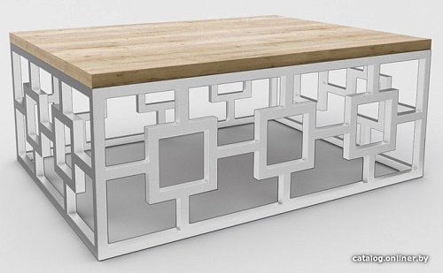 Журнальный столик Hype Mebel Лок 75x100 (белый/дуб галифакс натуральный)