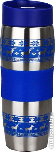 Термокружка Alpenkok AK-04023A Олени синие 0.4л (серебристый/синий)