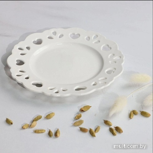 Тарелка десертная AksHome Delicate Love 20x2см (белый)