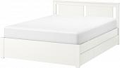 Кровать Ikea Сонгесанд 200x160 (два ящика, белый, Леирсунд) 792.412.52