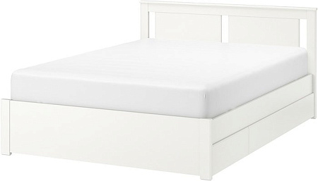 Кровать Ikea Сонгесанд 200x160 (два ящика, белый, Леирсунд) 792.412.52