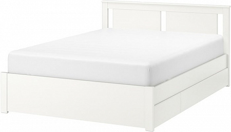 Кровать Ikea Сонгесанд 200x160 (два ящика, белый, Леирсунд) 792.412.52