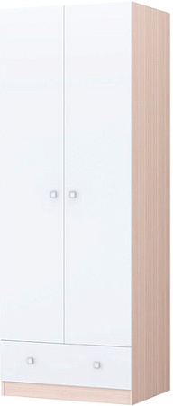 Шкаф распашной Polini Kids Simple двухсекционный с ящиком 0001302.161 (дуб пастельный/белый)