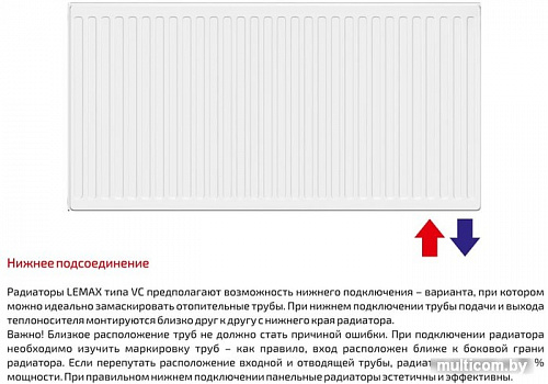Стальной панельный радиатор Лемакс Valve Compact 11 500x1000