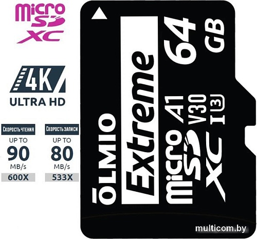 Olmio microSDXC 64GB Extreme UHS-I (U3)