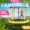 Батут Sundays Favorite Premium 6FT (желтый, с сеткой)