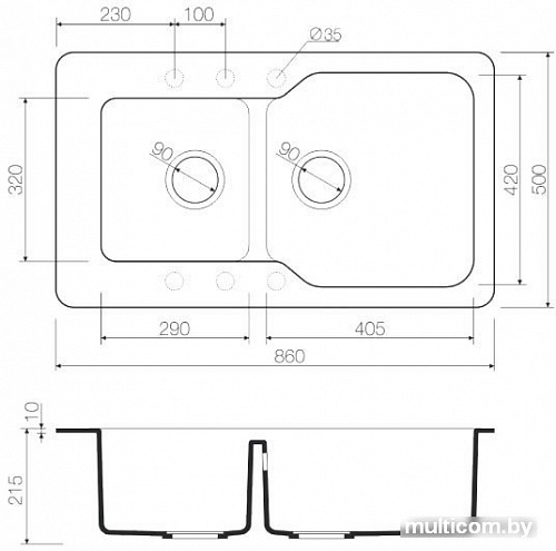 Кухонная мойка Omoikiri Maru 86-2-EV [4993290]