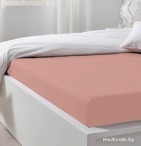 Постельное белье Luxsonia Трикотаж на резинке 140x200 Мр0010-5 (розовый)