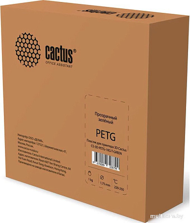 Пластик CACTUS CS-3D-PETG-1KG-T-GREEN 1.75 мм 1 кг