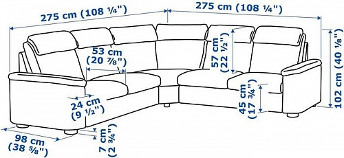 Угловой диван Ikea Лидгульт 392.573.96 (гранн/бумстад темно-коричневый)