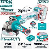 Угловая шлифмашина Total TAGLI271532 (с 2-мя АКБ, кейс)