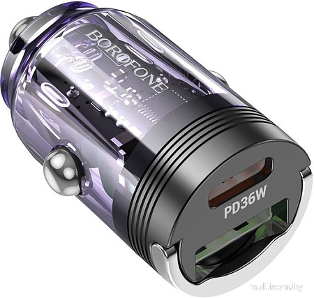 Автомобильное зарядное Borofone BZ26A PD36W+QC3.0 (фиолетовый)