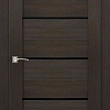 Межкомнатная дверь Portas S22 70x200 (орех шоколад, стекло lacobel черный лак)