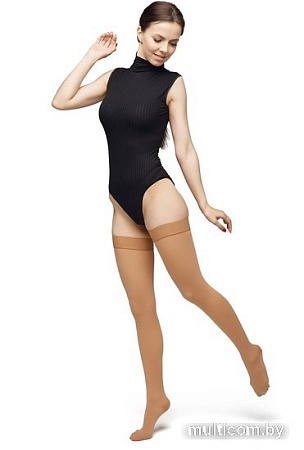 Чулки компрессионные Польза 4002 выше колена 1 кл.к. (р.5 (XL), рост1, бежевый)