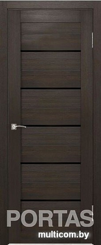 Межкомнатная дверь Portas S22 70x200 (орех шоколад, стекло lacobel черный лак)