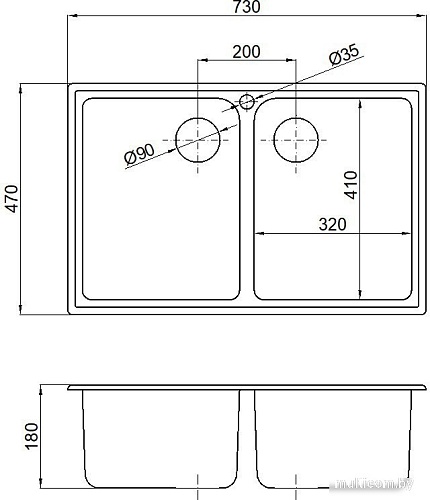 Кухонная мойка Marblan Duas (серебристый)