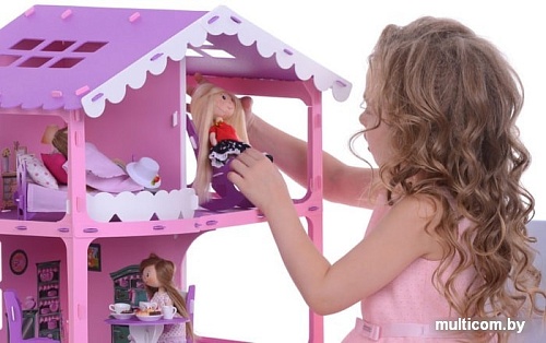 Krasatoys Загородный дом Анжелика с мебелью 000255 (розовый/сиреневый)