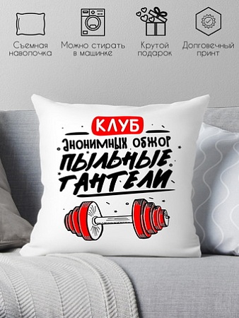 Декоративная подушка Print Style Клуб анонимных обжор - пыльные гантели 40x40plat243 (40x40 см)