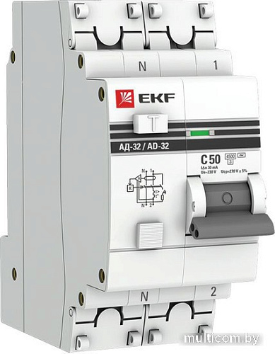 Дифференциальный автомат EKF PROxima АД-32 1P+N 50А30мА DA32-50-30-pro