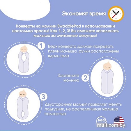 Пеленка-кокон Summer Infant Swaddlepod 55640 (S, экскурсия по сафари)