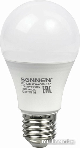 Светодиодная лампочка Sonnen Е27 12 Вт 4000К A60-12W-4000-E27 (10 шт, нейтральный белый)