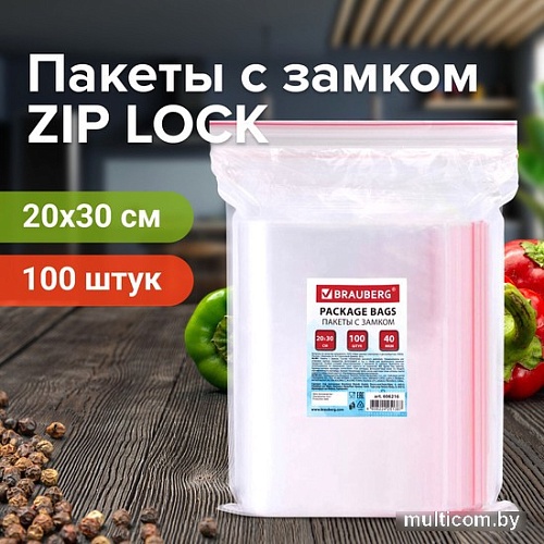 Пакеты фасовочные BRAUBERG Zip Lock 606216 (100 шт)