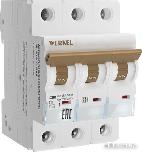 Выключатель автоматический Werkel 3P 50 A C 6 kА W903P506