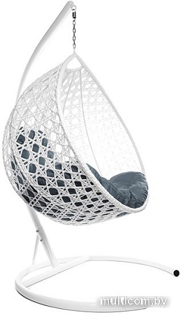 Подвесное кресло M-Group Капля Люкс 11030109 (белый ротанг/серая подушка)