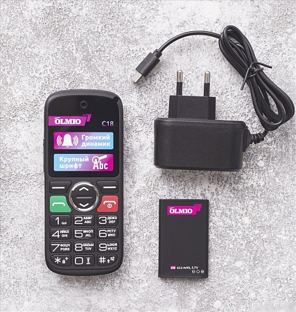 Кнопочный телефон Olmio C18 (черный)