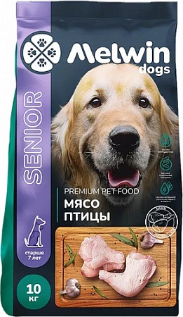 Melwin Для собак старше 7 лет с мясом птицы (10 кг)