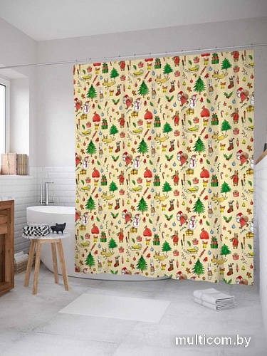 Шторка-занавеска для ванны JoyArty Подготовка к новому году sc_378420