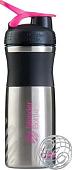 Шейкер спортивный Blender Bottle SportMixer Stainless черный/малиновый