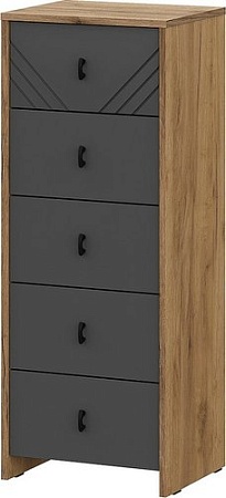 Комод Mio Tesoro Байкал 5 ящиков (дуб золотистый/графит)
